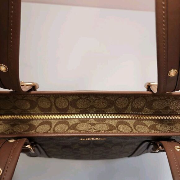 NWT COACH CN328 Signature Canvas/Leather ASHTON TOTE Shoulder Saddle - Picture 6 of 8